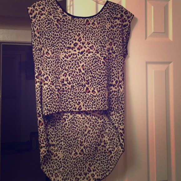 Silk hi-low cheeta print top - Picture 1 of 2
