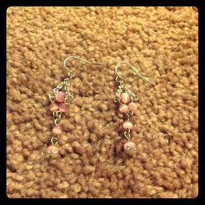 Silver Pink Earrings