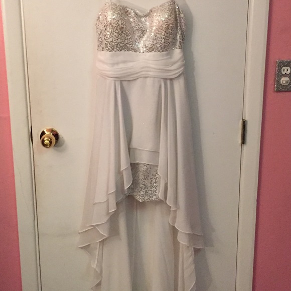 White sequin short in front long in back