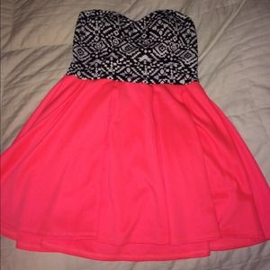 Neon Aztec strapless dress