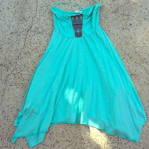 Aqua / teal / blue / green strapless dress