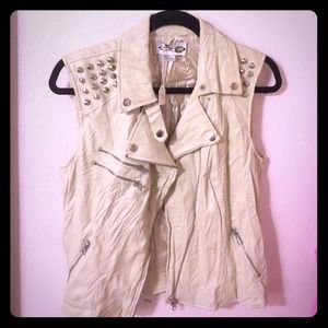 Off-White Faux Leather Vest w/Studs