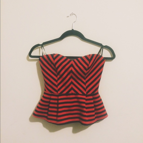 Striped Pleated Peplum Top