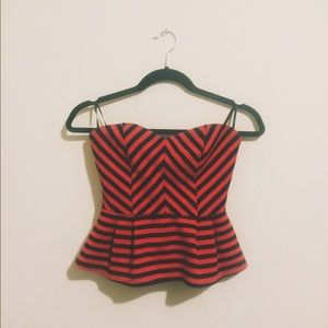 Striped Pleated Peplum Top