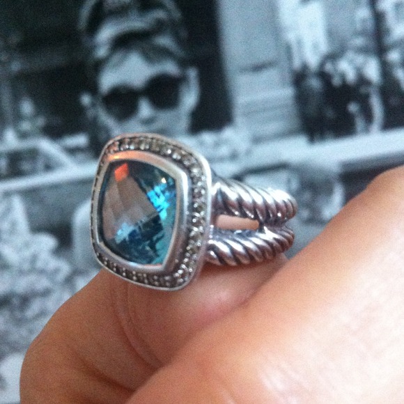 David Yurman Albion Ring w/ Blue Topaz & Diamonds