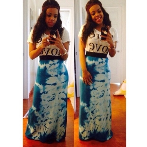 Sky//Tie-dye maxi skirt