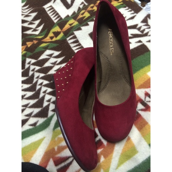 Red Studded Wedges - Picture 2 of 2