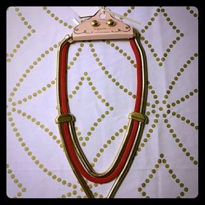 Red cord chain necklace set