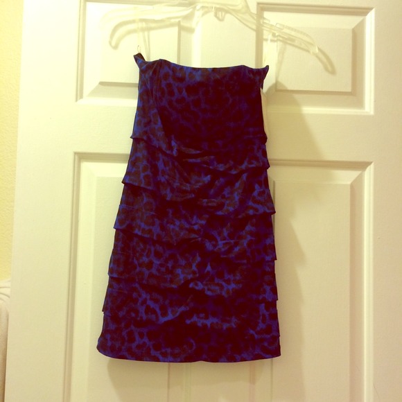Sexy Cheetah Print Dress Royal Blue NWT