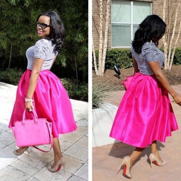 SOLD in a Bundle - Midi Full Pink Skirt