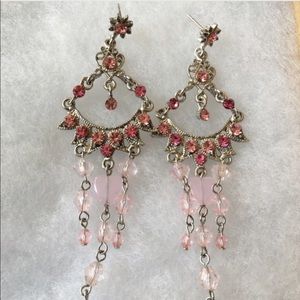Pink Swarovski Crystals Chandelier Earrings