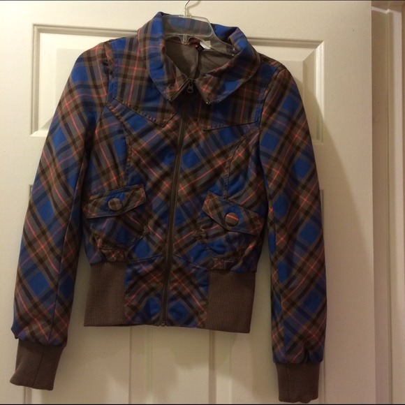 H&M Plaid Print Zip Up Jacket