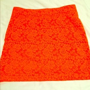 Orange Floral lace mini skirt