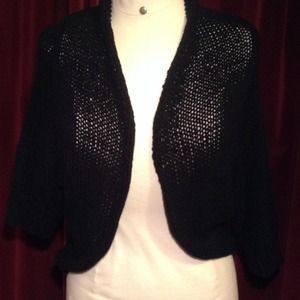 New York & Company black sweater open weave crop