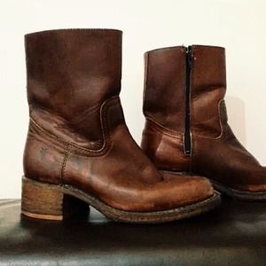 Short Distressed Frye Boots