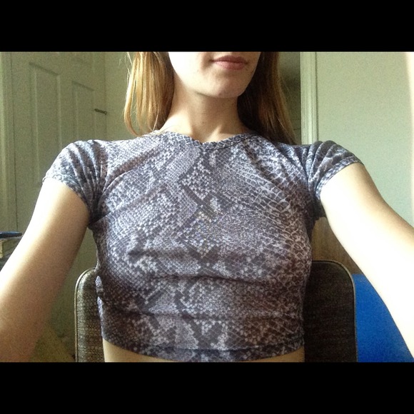 90s purple snakeskin crop top