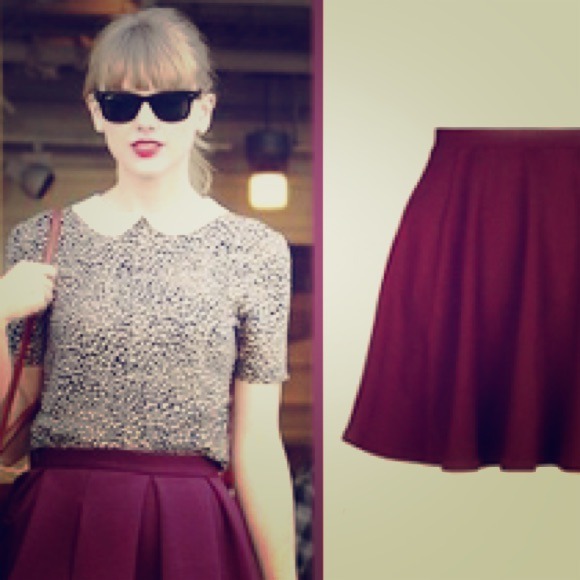 Forever 21 Burgundy Skater Skirt