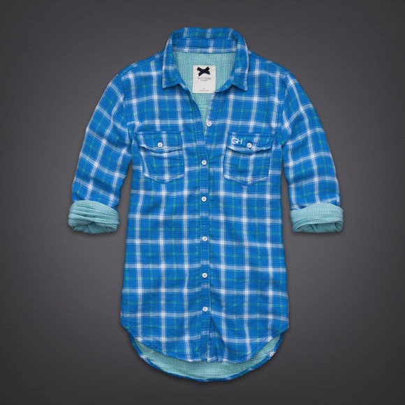 Gilly Hicks Tops - Blue Plaid duofold shirt