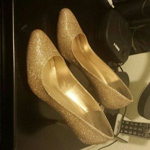 Gold sparkly shoes