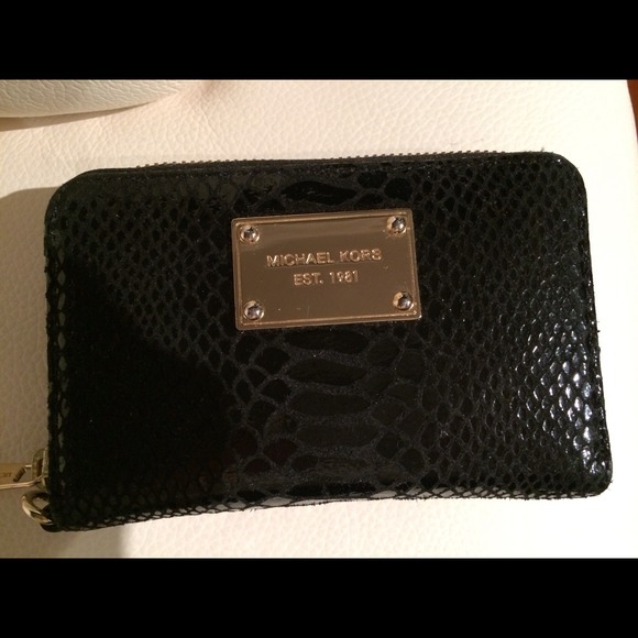Michael Kors black wristlet for phone and cc
