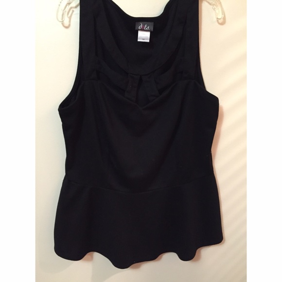 Black peplum tank with front cutout detail