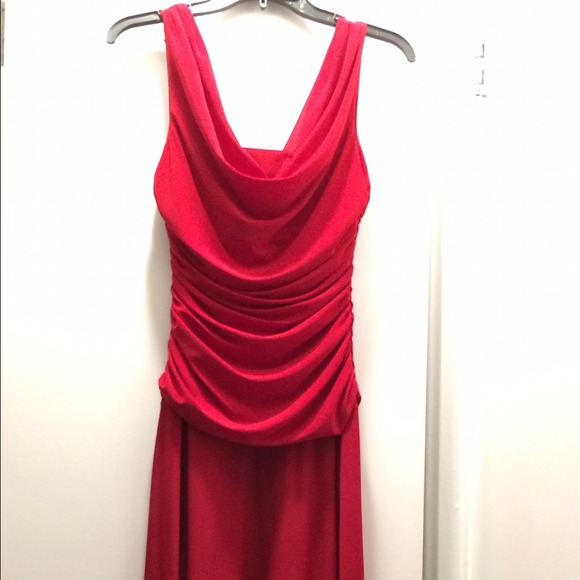 Red long evening gown or for cocktail party