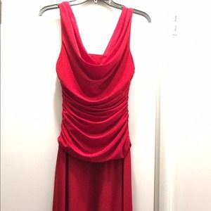 Red long evening gown or for cocktail party