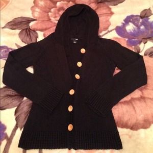H&M black cotton button sweater size L