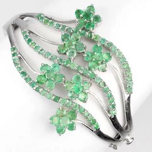 🎉2xHP🎉NWOT Real Brazil Emerald 925 Silver Bangle