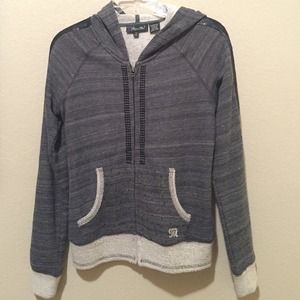 Gray bedazzled hooded Miss Me sweater