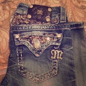 miss me's jeans - stretch bootcut charcoal sequins