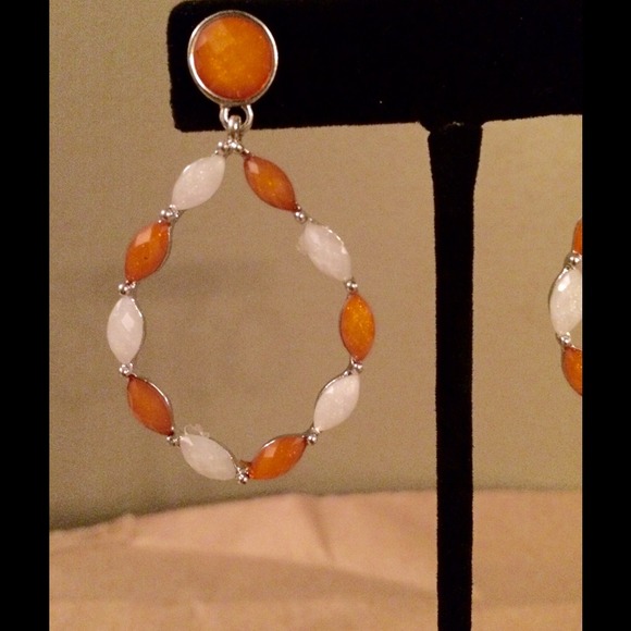 Orange Marquise Earrings - Picture 2 of 2