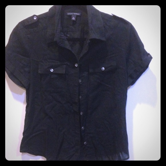 Black linen short-sleeve shirt by Banana Republic