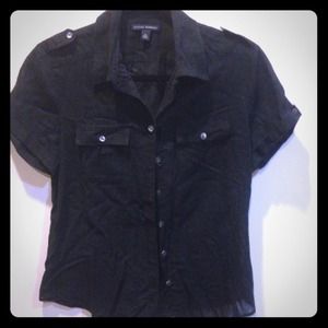 Black linen short-sleeve shirt by Banana Republic