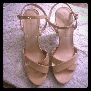 Nude patent Franco Sarto strappy heels