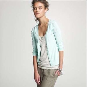 J CREW - Cotton Crew Neck Cardigan - White