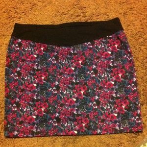 Purple and fuchsia floral pencil skirt