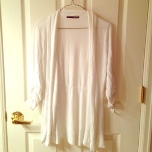 FLOWY LONG WHITE 3/4 SLEEVE CARDIGAN