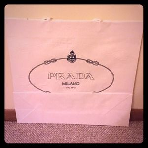 Brand new white Prada gift bag with Prada tissue