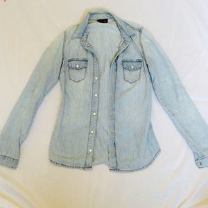 TOPSHOP DENIM SHIRT - light blue, fitted, soft