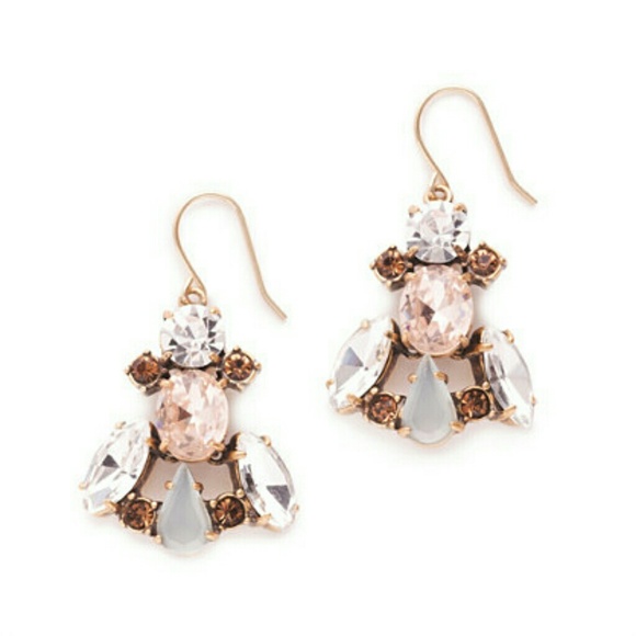 J CREW Crystal & Stone Row Earrings NWT