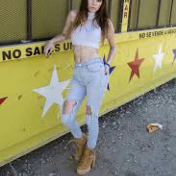 Wheat colored chunky platform heels