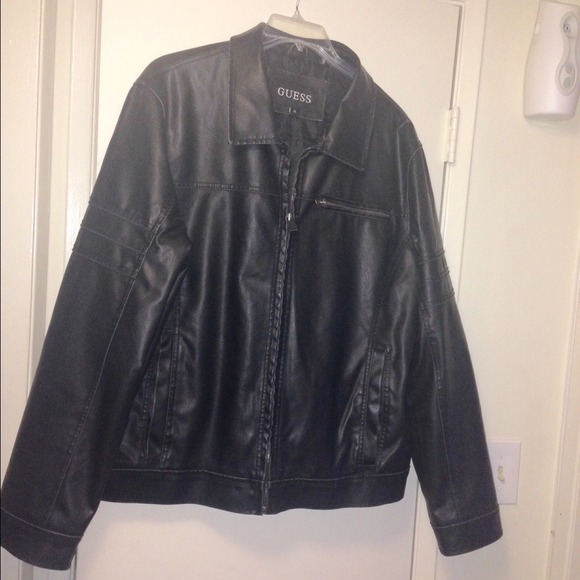 Faux leather men's XL bomber jacket by Guess