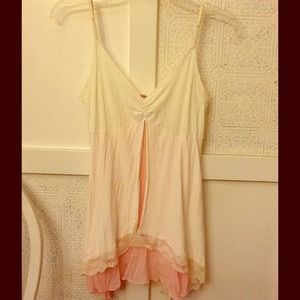 Lace trimmed crinkle blouse