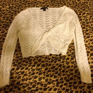 Trendy Knitted Cardigan Style Cream Sweater