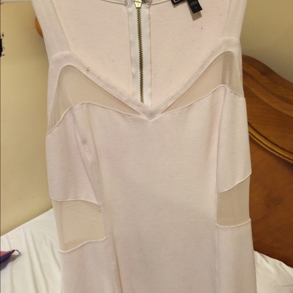 White dress from EXPRESS with beige mesh sides. - Picture 2 of 4