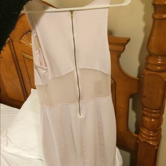 White dress from EXPRESS with beige mesh sides. - Picture 3 of 4