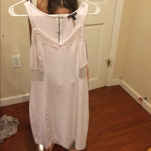 White dress from EXPRESS with beige mesh sides. - Picture 4 of 4