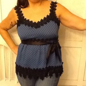 Fun black laced trim blouse