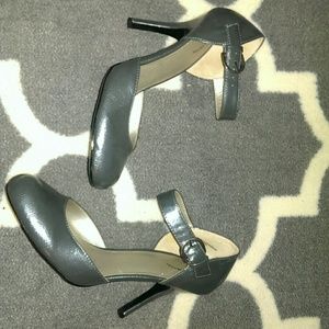 Low metallic gray heels